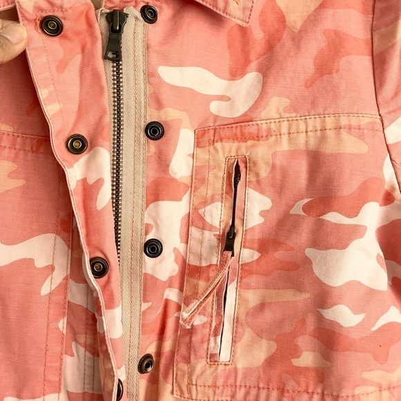 𝅺gap Orange Camouflage Drawstring Utility Jacket US M - Picture 3 of 7
